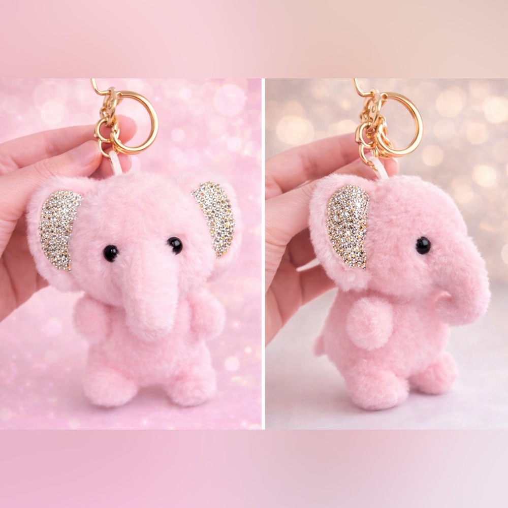 Rare Natasha Couture Pink Elephant Bag Chain & Keychain